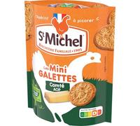 St Michel - Les Mini Galettes au Comté AOP - Gâteaux Apéro Croustillants - Farine de Blé Français - Au Sel de Guérande - 100 G (Lot de 6)
