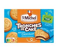 ST MICHEL Tronches de Cake Moelleux Chocolat - 6 gâteaux individuels de 29g chacun - Format 175g - Sans huile de palme - Biscuiterie familiale française - Lot de 4