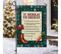 St Nicolas Eve Checklist Holiday Traditions Drapeau de jardin 30,5 x 45,7 | Décoration de jardin d'hiver, drapeau de cour, thème traditionnel des vacances, affichage saisonnier extérieur