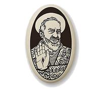 ST Padre PIO Porcelaine ovale Médaille sur cordon tressé | Saint Patron du Civl Volontaires de défense