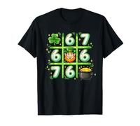 St Patrick Day 67 Six Seven Tic Tac Toe Shamrock Leprechaun T-Shirt