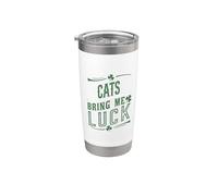 St Patrick Day Cats Bring Me Luck Clover Gobelet isotherme en acier inoxydable double paroi