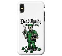 St Patrick Day Dead Inside But Lucky Doctor Squelette Nurse Coque pour iPhone X/XS