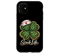 St Patrick Day Nurse Scrub Life Léopard Trèfle Coque pour iPhone 11