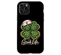 St Patrick Day Nurse Scrub Life Léopard Trèfle Coque pour iPhone 11 Pro