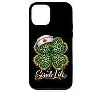 St Patrick Day Nurse Scrub Life Léopard Trèfle Coque pour iPhone 12 Mini