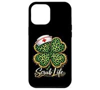 St Patrick Day Nurse Scrub Life Léopard Trèfle Coque pour iPhone 12 Pro Max
