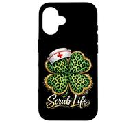 St Patrick Day Nurse Scrub Life Léopard Trèfle Coque pour iPhone 16