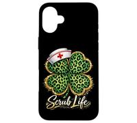 St Patrick Day Nurse Scrub Life Léopard Trèfle Coque pour iPhone 16 Plus