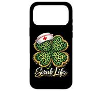 St Patrick Day Nurse Scrub Life Léopard Trèfle Coque pour iPhone 17 Pro Max
