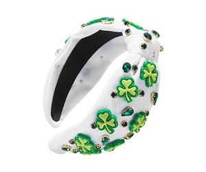 St. Patrick Headband | Irish Shamrock Knotted Styling Accessories | St. Patrick's Day Hair Accessories - for Women Girls Daily Wear Makeup Party Christmas Thanksgiving