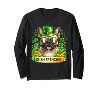 St Patrick’s Day Irish French Bulldog Lucky Shamrock Manche Longue