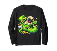 St Patrick’s Day Irish Pug Leprechaun in Shoe Shamrock Manche Longue