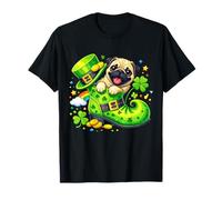 St Patrick’s Day Irish Pug Leprechaun in Shoe Shamrock T-Shirt