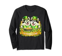 St Patrick’s Day Irish Siberian Husky Beer Shamrock Men Manche Longue