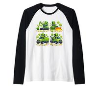 St Patrick’s Day Lucky Construction Trucks Shamrock Coins Manche Raglan