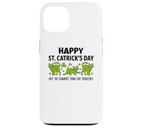 St Patricks Cat Off to Commit Tomfoolery Irish Saint Catrick Coque pour iPhone 13