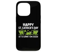 St Patricks Cat Off to Commit Tomfoolery Irish Saint Catrick Coque pour iPhone 13 Pro