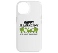 St Patricks Cat Off to Commit Tomfoolery Irish Saint Catrick Coque pour iPhone 14