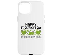 St Patricks Cat Off to Commit Tomfoolery Irish Saint Catrick Coque pour iPhone 15 Plus
