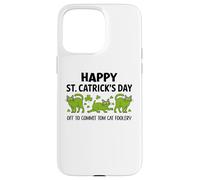 St Patricks Cat Off to Commit Tomfoolery Irish Saint Catrick Coque pour iPhone 15 Pro Max