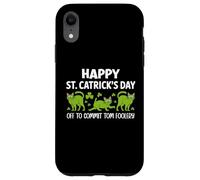 St Patricks Cat Off to Commit Tomfoolery Irish Saint Catrick Coque pour iPhone XR