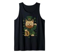 St Patrick's Day Cat Statue Lucky Clover Charm Adult Kids Débardeur