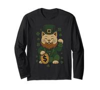 St Patrick's Day Cat Statue Lucky Clover Charm Adult Kids Manche Longue