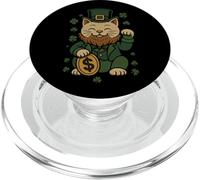 St Patrick's Day Cat Statue Lucky Clover Charm Adult Kids PopSockets PopGrip pour MagSafe