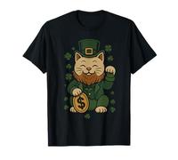 St Patrick's Day Cat Statue Lucky Clover Charm Adult Kids T-Shirt