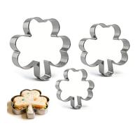 St Patricks Day Cookie Cutter - Set 3-Piece Stainless Steel Clover & Shamrock Baking Molds | Cookie, Fondant, Cake & Cheese Cutter For Irish Party, Dessert & Kitchen Baking