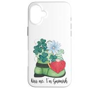 St. Patricks Day GNOME and Shamrock Decor for Women Kiss Me Coque pour iPhone 16 Plus
