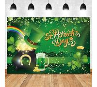 St Patricks Day Green Shamrock Spring Background Toile de Fond Chapeau Clover Arc-en-Ciel Lucky Beer Mug Party Bannière Background Photography Photocall / 300x200