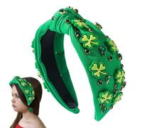 St. Patrick's Day Headband - Irish Rhinestone Shamrock Accent, Sparkling Hair Styling Tool, Holiday Hair Accessories, Festive Party Wear Band | Shamrock Headband For Women, Girls, Daily Wear, Makeup,