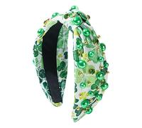 St. Patrick's Day Headband, Knotted Clover Headband, Shamrock Headband, Green St. Patrick's Day Headband, Rhinestone Headband for St. Patrick's Day, Irish Holiday Hair Accessory,