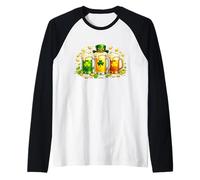 St Patricks Day Irish Beer Shamrock Men Women Leprechaun Manche Raglan