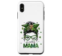 St Patrick's Day Leopard Lucky Mama Messy Bun Shamrock Green Coque pour iPhone XS Max