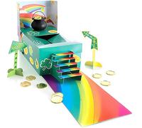St. Patrick's Day Leprechaun Trap Kit - 1 Count Party Decor Set with Multicolor Backdrops, Box, Stickers, Pot, Gold Coins, Arrow Signs, Stairs, & Shred for Festive Fun!