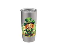 St Patricks Day Leprechaun With Top Hat With Lucky Shamrock Gobelet isotherme en acier inoxydable double paroi