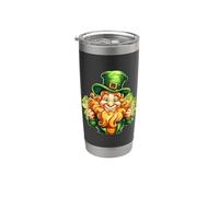 St Patricks Day Leprechaun With Top Hat With Lucky Shamrock Gobelet isotherme en acier inoxydable double paroi