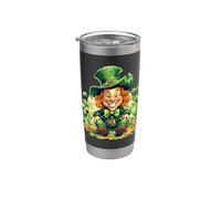 St Patricks Day Leprechaun With Top Hat With Lucky Shamrock Gobelet isotherme en acier inoxydable double paroi