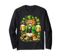 St Patricks Day Lion Leprechaun Hat Beer Shamrock Drinking Manche Longue