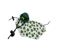 St. Patrick's Day Lizard Costume, Green Shamrock Cloak and Cap, Irish Festival Cosplay Outfit, Small Animal Suit for Lizard, Hamster, Leopard Gecko, 5.92x3.14inch