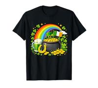 St Patricks Day Rainbow Pot of Gold Shamrock Irish Flag T-Shirt