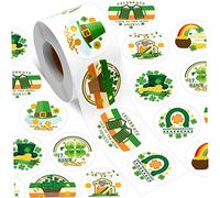 St. Patrick's Day Sticker Shamrock Roll Sticker Green Irish Label Seals for Party Supply Style1 St Patricks Day Shamrock Stickers Green Roll Stickers Irish Label