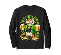 St Patricks Day Tiger Leprechaun Hat Beer Shamrock Drinking Manche Longue
