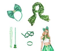 St. Patrick's Day Trèfle Couvre-chef bandeau Set, Accessoires de Saint-Patrick - Ensemble d'accessoires de fête de la Saint-Patrick comprenant bandeau, lunettes, colliers, bracelet et écharpe