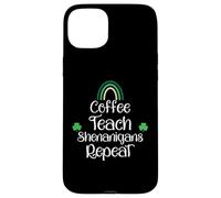 St Patricks Funny Teacher Shenanigans Coffee Teach Repeat Coque pour iPhone 15 Plus