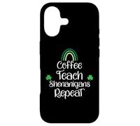 St Patricks Funny Teacher Shenanigans Coffee Teach Repeat Coque pour iPhone 17