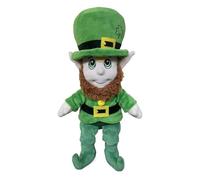 St Patricks Plush Figure, Irish Holiday Decoration, Small Stuffed Doll with Shamrock, Soft Fabric Collectible, Festive Display Set, Play for Kids Boys Girls Bedroom Living Room Office Car Travel